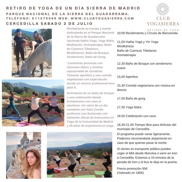 Retiro de Yoga de Un Día en Sierra de Madrid (Opción Alojamiento)