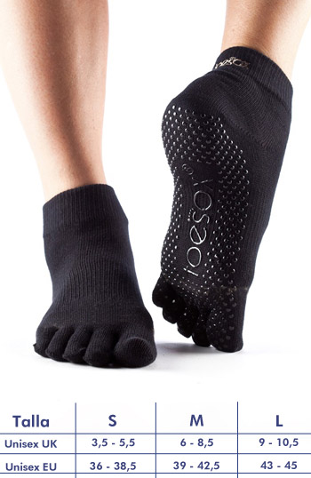 Calcetines de yoga ToeSox Ankle negro con dedos :: Ropa de Yoga y