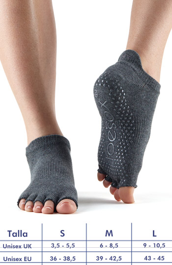 Calcetines de yoga ToeSox Low Rise Gris oscuro sin dedos :: Ropa de Yoga y  Pilates Tienda de Yoga